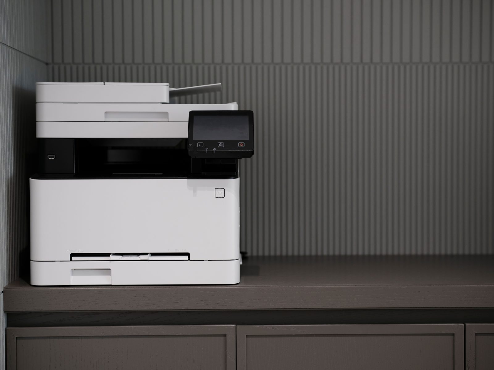 Modern white office copier and multifunction printer for a Las Vegas business